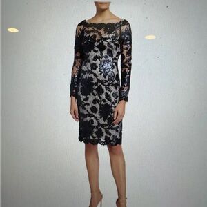 Tadashi Shoji Navy sequin Lace Cocktail Dress